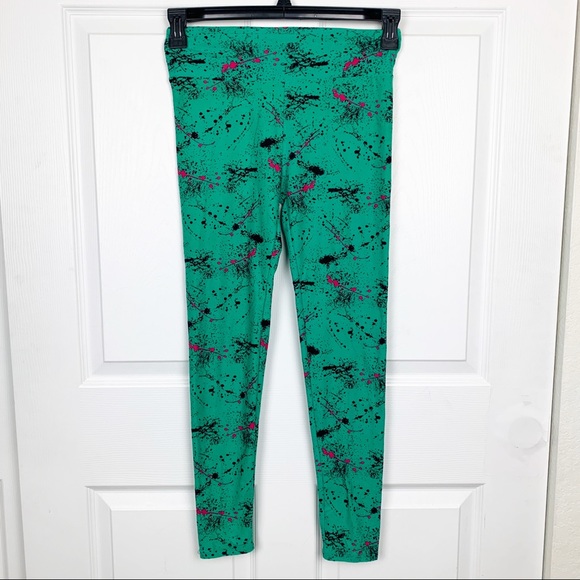 LuLaRoe Other - LuLaRoe Girls Leggings Green Paint Splatter One Sz